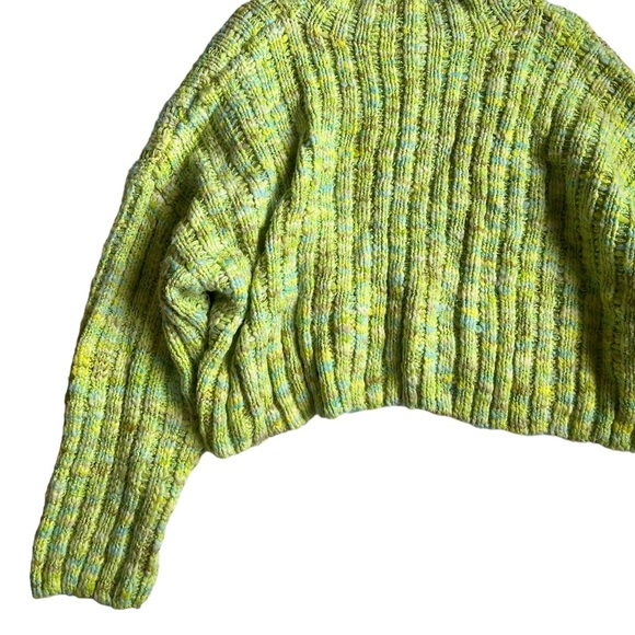 Free People Green Confetti Oversized Chunky Sweater Size XL - Picture 4 of 10